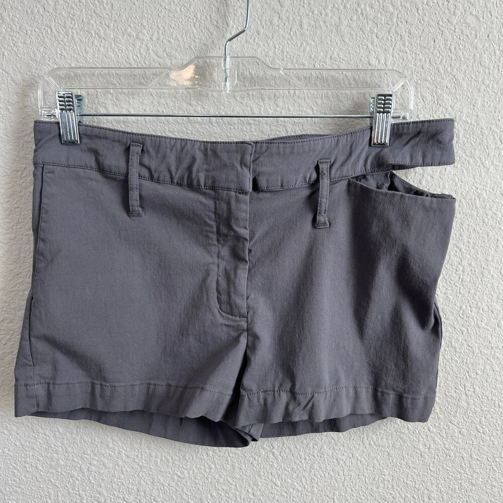 Mango MNG Side Cut Out Shorts Women's L Gray Mid Rise Stretch Casual